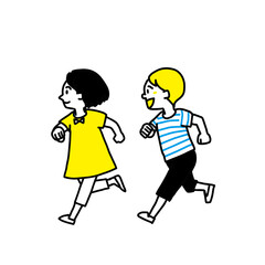 走っている子供のイラスト