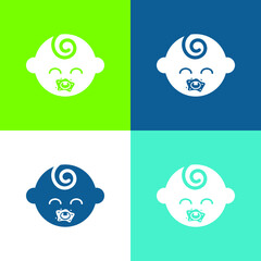 Baby Black Head Flat four color minimal icon set