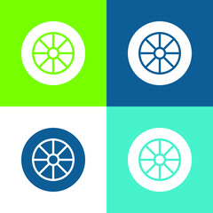 Alloy Wheel Flat four color minimal icon set