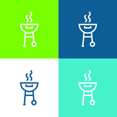 Barbecue With Smoke Flat four color minimal icon set