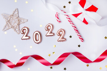 the numbers are 2022. The New year 2022 is the Christmas holiday. Christmas decoration