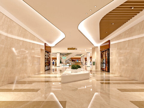 3d render of shopping mall interior