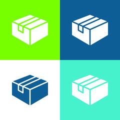 Box Flat four color minimal icon set