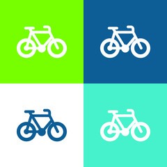 Bike Flat four color minimal icon set