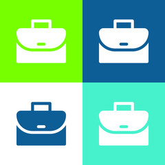 Briefcase Flat four color minimal icon set