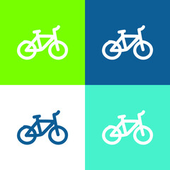 Fototapeta premium Bike Hand Drawn Transport Flat four color minimal icon set