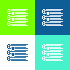Books Flat four color minimal icon set