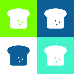 Bread Flat four color minimal icon set