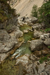 Boulders in the river Erlauf in Oetschergraben near to the Oetscher in Austria, Europe
