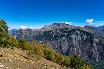 Landscape view of the mountains around Le Bourg d'Oisans in France