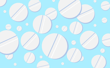 Background of tablets on a blue background