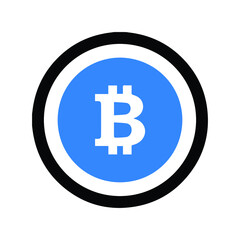 Bitcoin crypto currency icon (Black and blue Vector illustration)