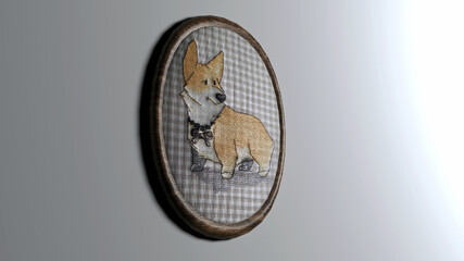 embroidered dog painting