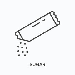 Sugar flat line icon. Vector outline illustration of sachet. Black thin linear pictogram for food pack