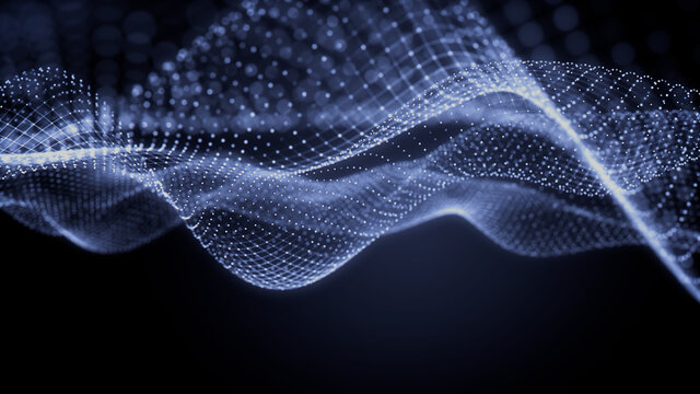 Data Transfer Concept. Blue, Futuristic Digital Style. 3D Render.