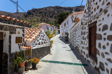 The white houses of the village Fataga in Gran Canaria