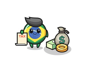 Character cartoon of brazil flag badge as a accountant