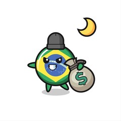 Illustration of brazil flag badge cartoon is stolen the money
