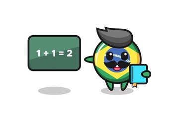 Illustration of brazil flag badge character as a teacher