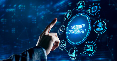 Internet, business, Technology and network concept. Shows the inscription: CUSTOMER ENGAGEMENT.