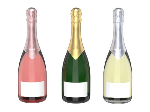Three Differente Bottles Of Champagne Set