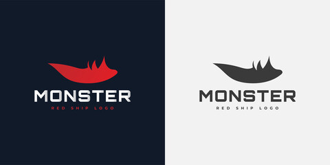 Obraz premium Red Monster Ship Logo Design