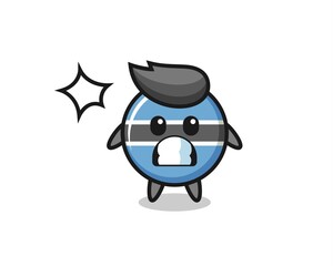 botswana flag badge character cartoon with shocked gesture