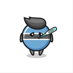 botswana flag badge mascot character with fever condition