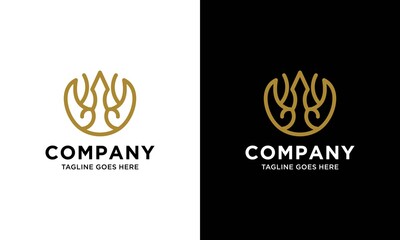 luxury Trident Logo icon Template vector design