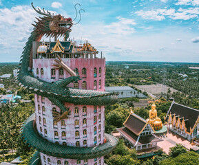 Dragon temple Wat Samphran in Nakhon Pathom, Thailand - obrazy, fototapety, plakaty