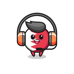 Cartoon mascot of bahrain flag badge as a customer service