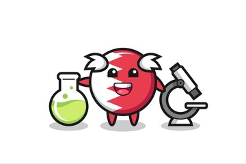 Mascot character of bahrain flag badge as a scientist