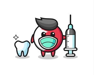 Mascot character of bahrain flag badge as a dentist