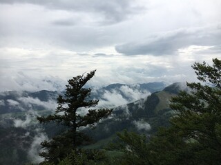 clouds in the mountains