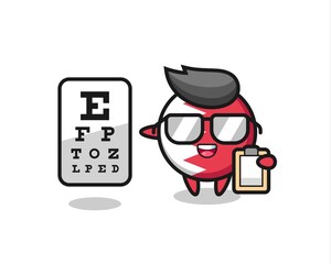 Illustration of bahrain flag badge mascot as an ophthalmology