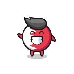 bahrain flag badge cartoon character doing wave hand gesture