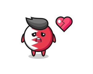 bahrain flag badge cartoon illustration is broken heart