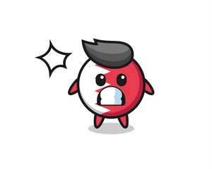 bahrain flag badge character cartoon with shocked gesture