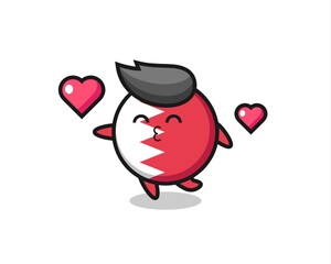 bahrain flag badge character cartoon with kissing gesture