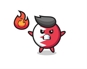 bahrain flag badge character cartoon with angry gesture