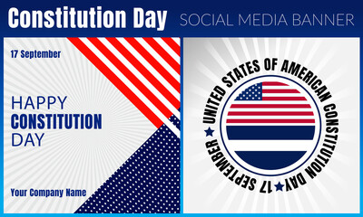 Constitution Day in United States. Holiday, Patriotic american elements. Celebrate annual in September 17, Citizenship Day. American Day. We the People. Poster, card, banner, background.
