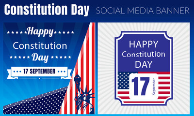 Constitution Day in United States. Holiday, Patriotic american elements. Celebrate annual in September 17, Citizenship Day. American Day. We the People. Poster, card, banner, background.