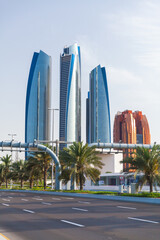 Fototapeta na wymiar Abu Dhabi downtown, modern skyline with skyscrapers