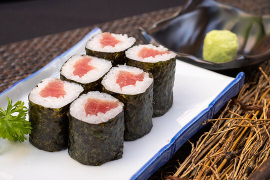 Maguro Maki Sushi, Roll with Fresh Tuna.