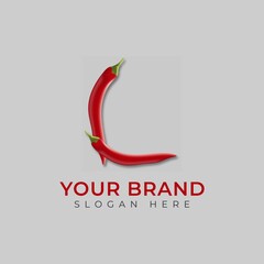 Red Chili Pepper Letter L Design Vector