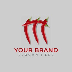Red Chili Pepper Letter M Design Vector