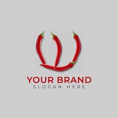 Red Chili Pepper Letter W Design Vector