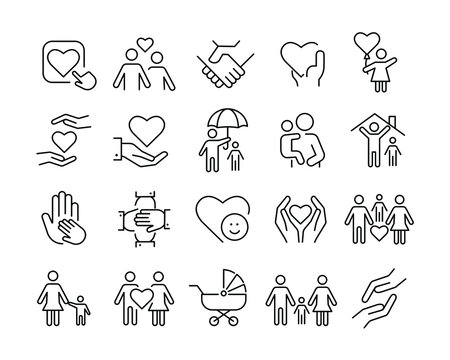 Care Icons - Vector Line Icons. Editable Stroke. Vector Graphic