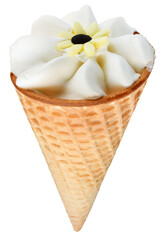 Ice cream in a waffle cone isolated