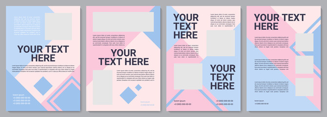 Pastel pink promotional brochure template. Company info. Flyer, booklet, leaflet print, cover design with copy space. Your text here. Vector layouts for magazines, annual reports, advertising posters